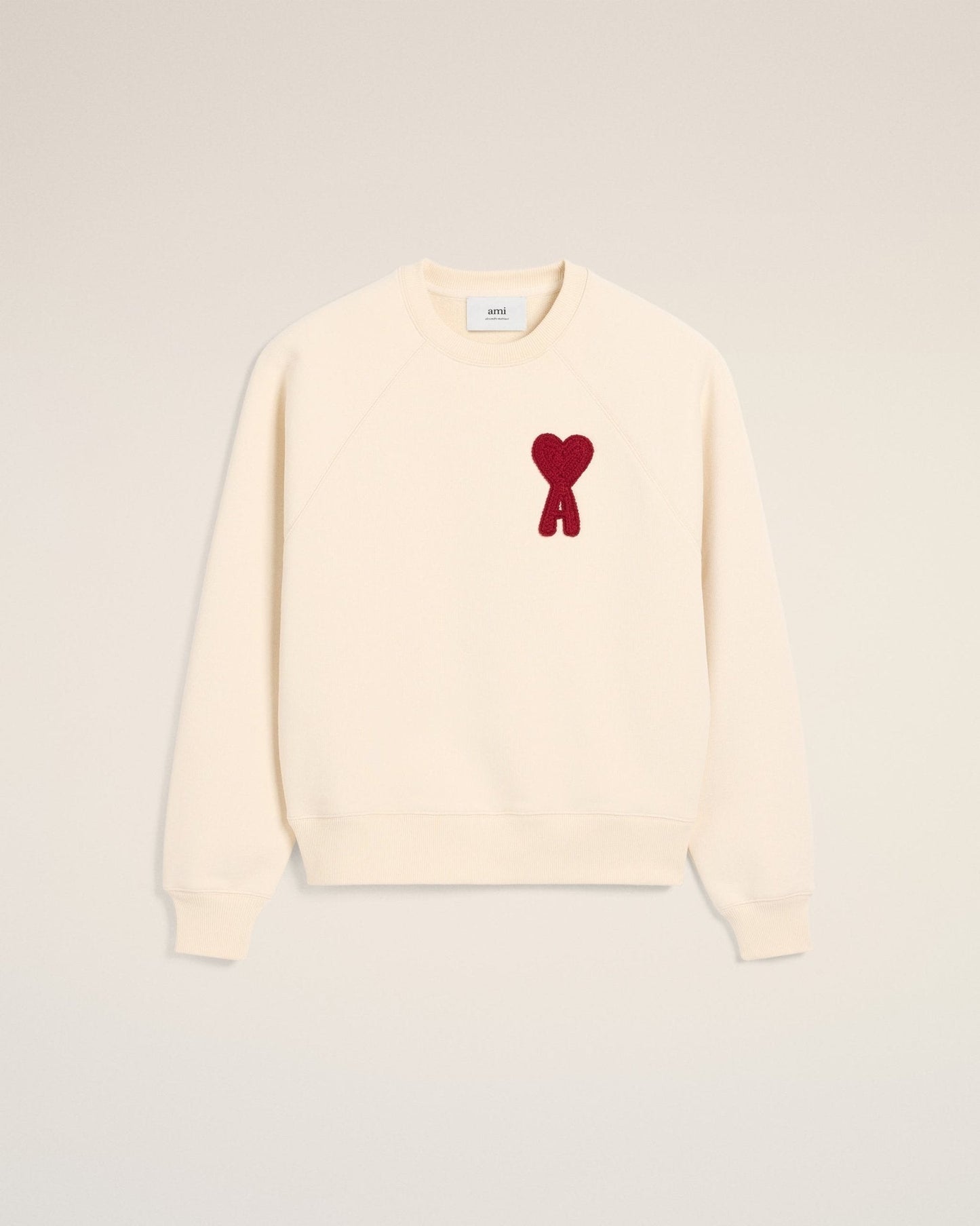 BEIGE COTTON AMI PATCH SWEATSHIRT