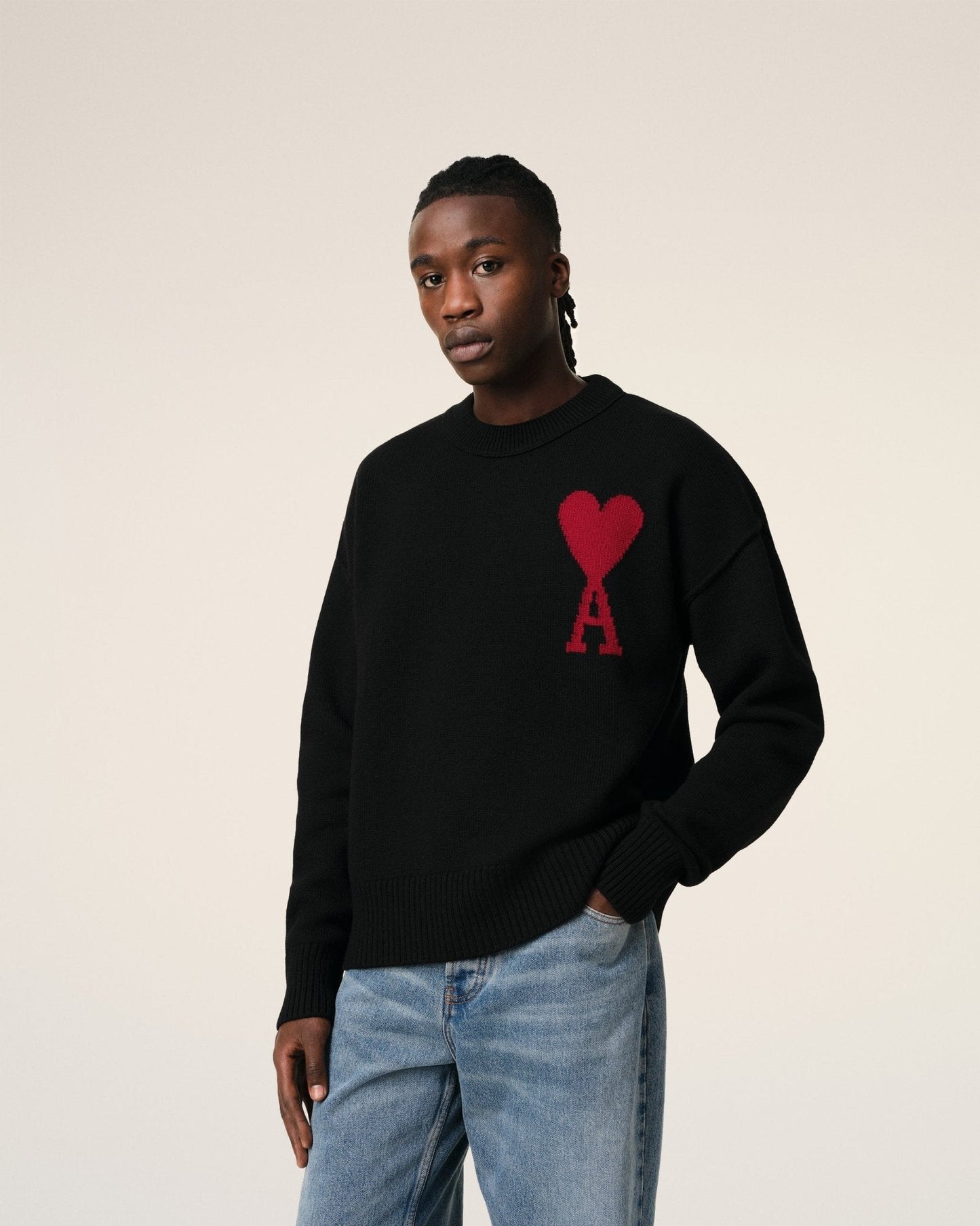BLACK WOOL AMI SWEATER
