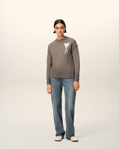 TAUPE WOOL AMI SWEATER
